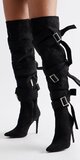 Vysoké čižmy na ihličkovom podpätku v čiernej farbe