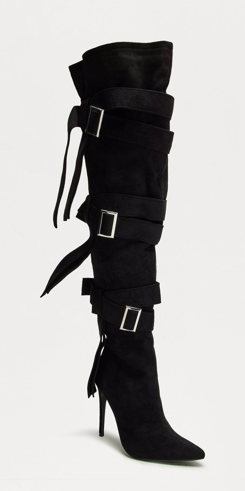 Vysoké čižmy na ihličkovom podpätku v čiernej farbe