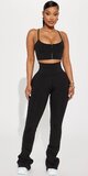 Čierne športové nohavice s vysokým pásom a kontrastným prešívaním Čierna