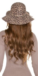 Dámsky klobúk s leopardím vzorom Béžová