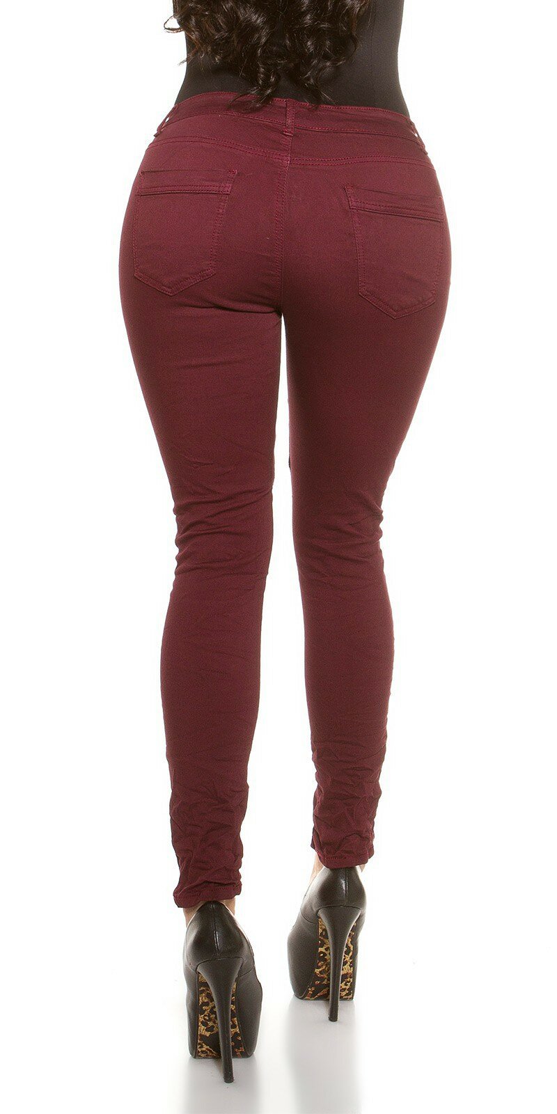 Obrázok Skinny pre moletky #Veľkosť 42 (XL) Farba Bordová