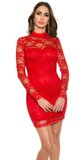 Dámske čipkované mini šaty s odhaleným chrbtom Červená