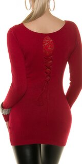 Dámsky pulóver so šnúrkami na chrbte Červená