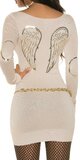 Pletené dámske mini šaty s anjelskými krídlami Béžová