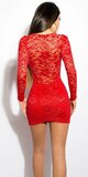 Dámske čipkované šaty s dlhým rukávom Červená