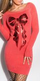 Pletené mini šaty s mašľou Koralová