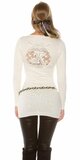 Dlhý dámsky sveter s logom Biela