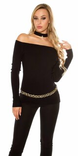 Carmen sveter s dekoratívnou perlou Čierna