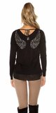 Dámsky sveter s vyobrazenými krídlami Čierna