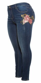 Moletkovské džínsy s kvetinami Tmavomodrá