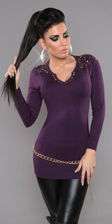 Vybíjaný fialový sveter Fialová