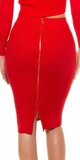 Pozdĺžne vrúbkovaná pletená sukňa Červená