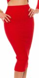 Maxi pletená sukňa s vrúbkovaním Červená