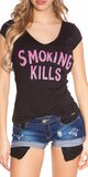 Dámske Tričko ,,Smoking Kills,, Čierna