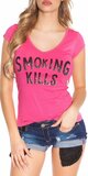 Dámske Tričko ,,Smoking Kills,, Ružová