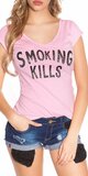 Dámske Tričko ,,Smoking Kills,, Bledá ružová