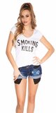 Dámske Tričko ,,Smoking Kills,, Biela