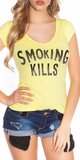 Dámske Tričko ,,Smoking Kills,, Žltá