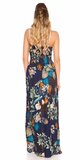 Háčkované maxi šaty s kvetinovým vzorom Tmavomodrá