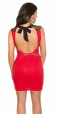 Elegantné mini šaty s krajkou okolo krku Červená