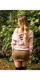 Štrikovaný sveter so šnurovaním Ružová