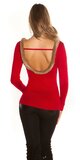 Dámsky sveter s umelou kožušinou Červená