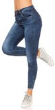 Úzke džínsy s mierne zvýšeným pásom Modrá