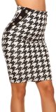 Pencil sukňa s houndstooth vzorom Čierno-biela