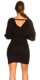 V-neck pletené šaty Čierna