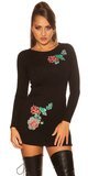 Kvetinové pletené šaty Čierna