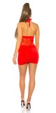 Klubové mini šaty s priehľadným bruškom Červená