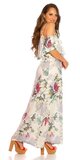 Letné viskózové maxi šaty s kvetinami Krémová