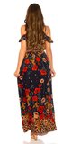 Maxi šaty s leo a kvetinovým vzorom Tmavomodrá