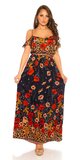 Maxi šaty s leo a kvetinovým vzorom Tmavomodrá