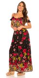 Maxi šaty s leo a kvetinovým vzorom Čierna