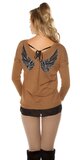 Dámsky sveter s vyobrazenými krídlami Hnedá