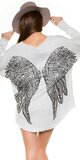 Dámsky ležérny sveter s anjelskými krídlami Biela