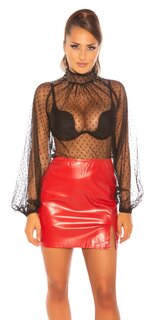 Sexi leather look mini sukňa Červená