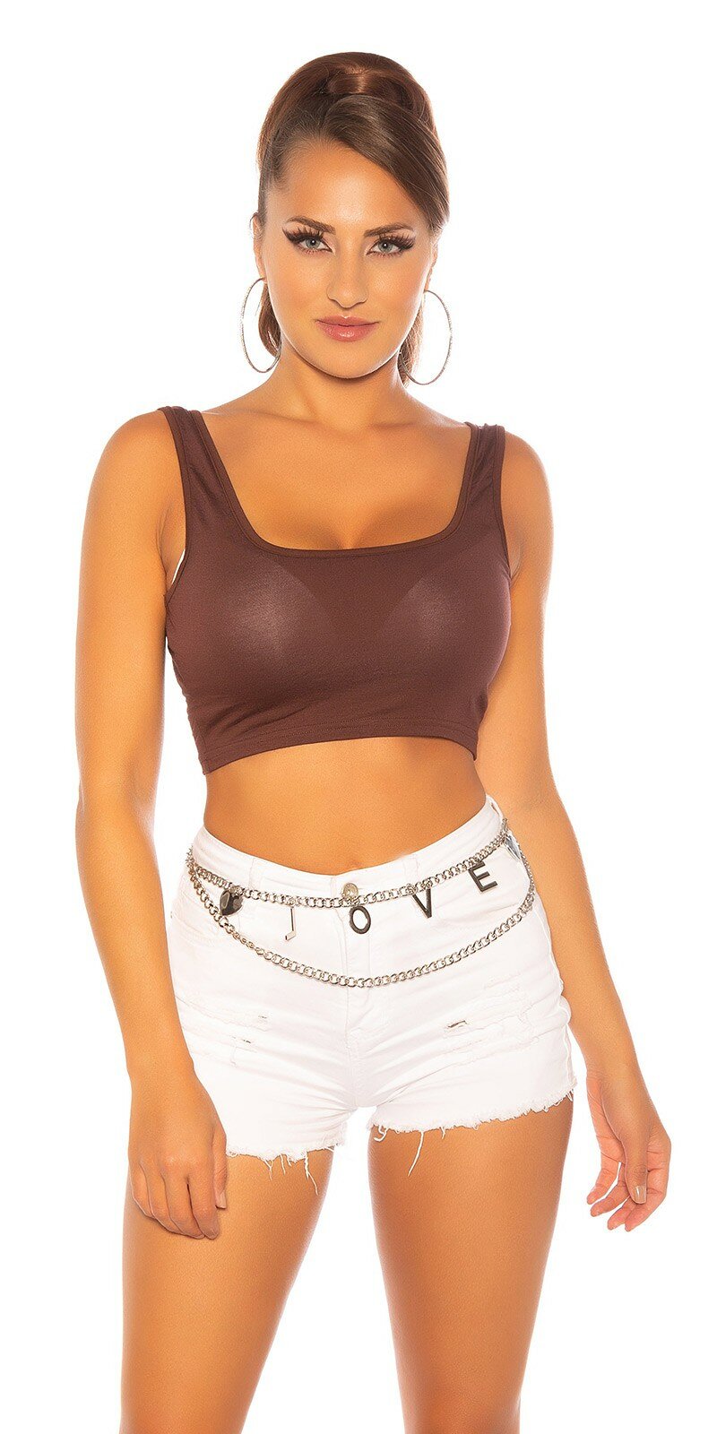 Obrázok Tielkový crop top #Veľkosť Univerzálna (XS/S/M) Farba Hnedá