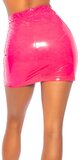 Latex mini sukňa s vysokým pásom Ružová