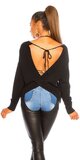 Oversize sveter s otvoreným chrbtom Čierna