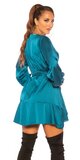 Saténové šaty s dlhými rukávmi Modrá