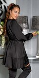 Saténové šaty s dlhými rukávmi Čierna