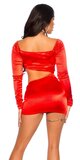 Odvážne mini šaty s vykrojeným pásom Červená