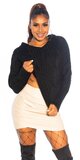 Pletený sveter s kapucňou Čierna