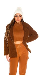 Mäkkučká bunda so zapínaním na zips Hnedá