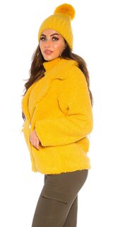 Mäkkučká bunda so zapínaním na zips Žltá