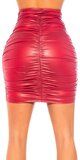 Nariasená wetlook sukňa s vysokým pásom Tmavá červená