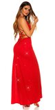 Lesklé večerné šaty s viazaním úzkeho strihu Červená