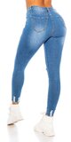 Vysoké modré džínsy s rozparkami Modrá